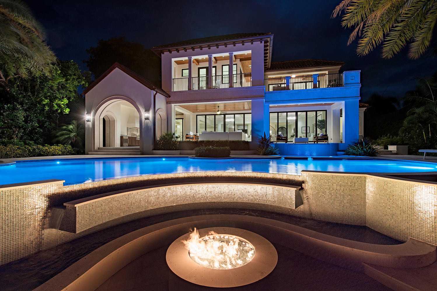 cozy outdoor firepit luxury home florida